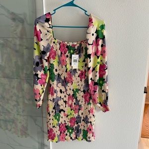NWT- Row A Smocked Long Sleeve Dress- Size S